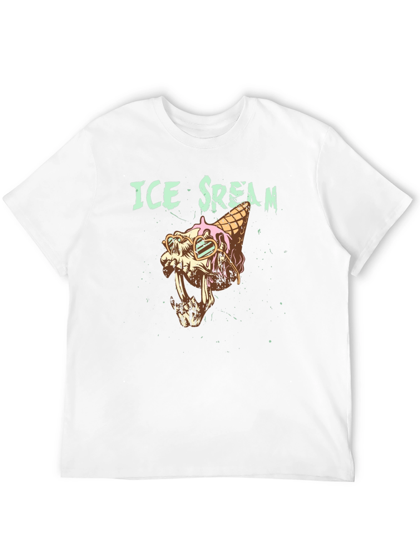Ice Scream Graphic T-Shirt - Skull Cone Design