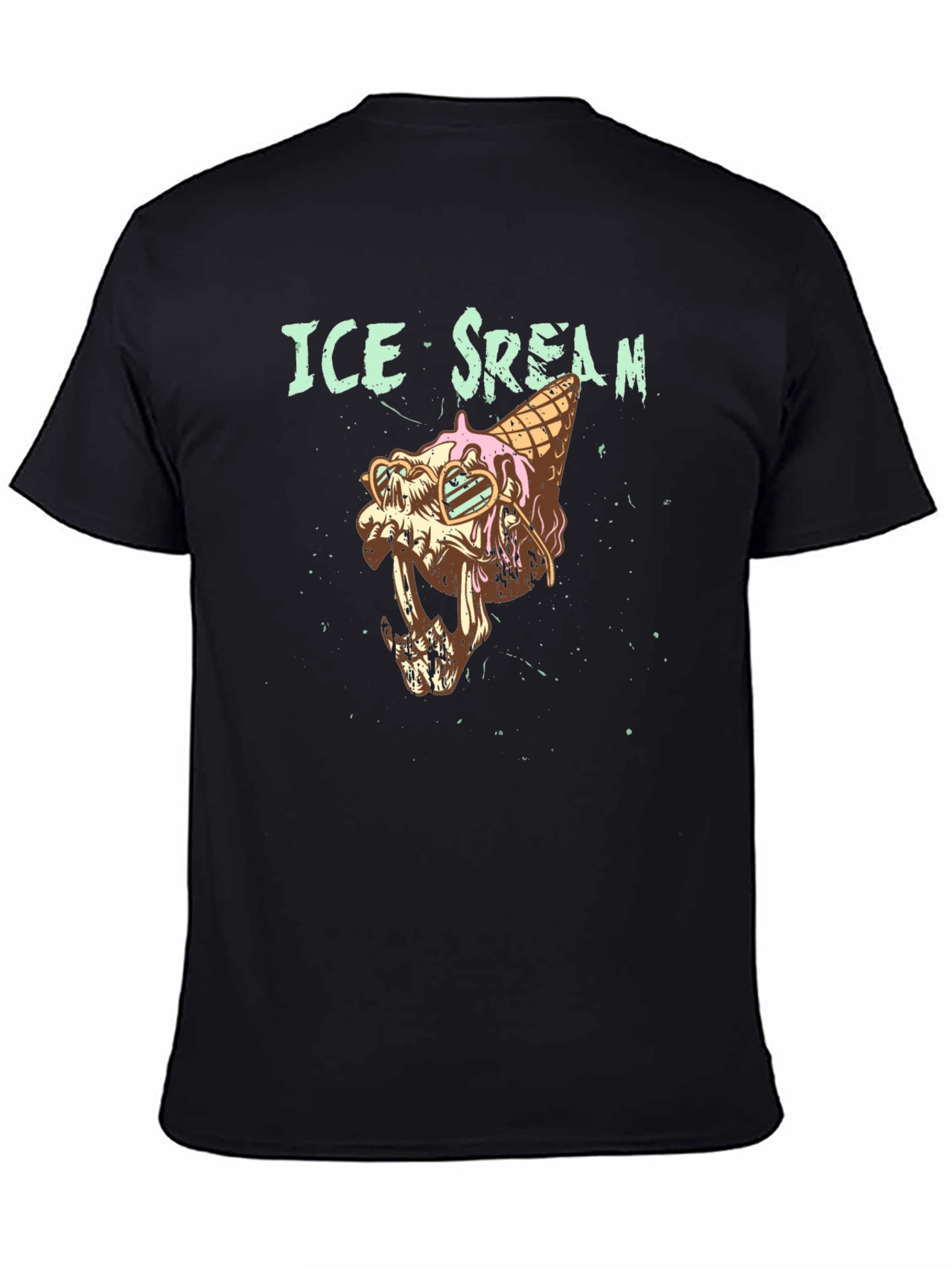 Ice Scream Graphic T-Shirt - Skull Cone Design