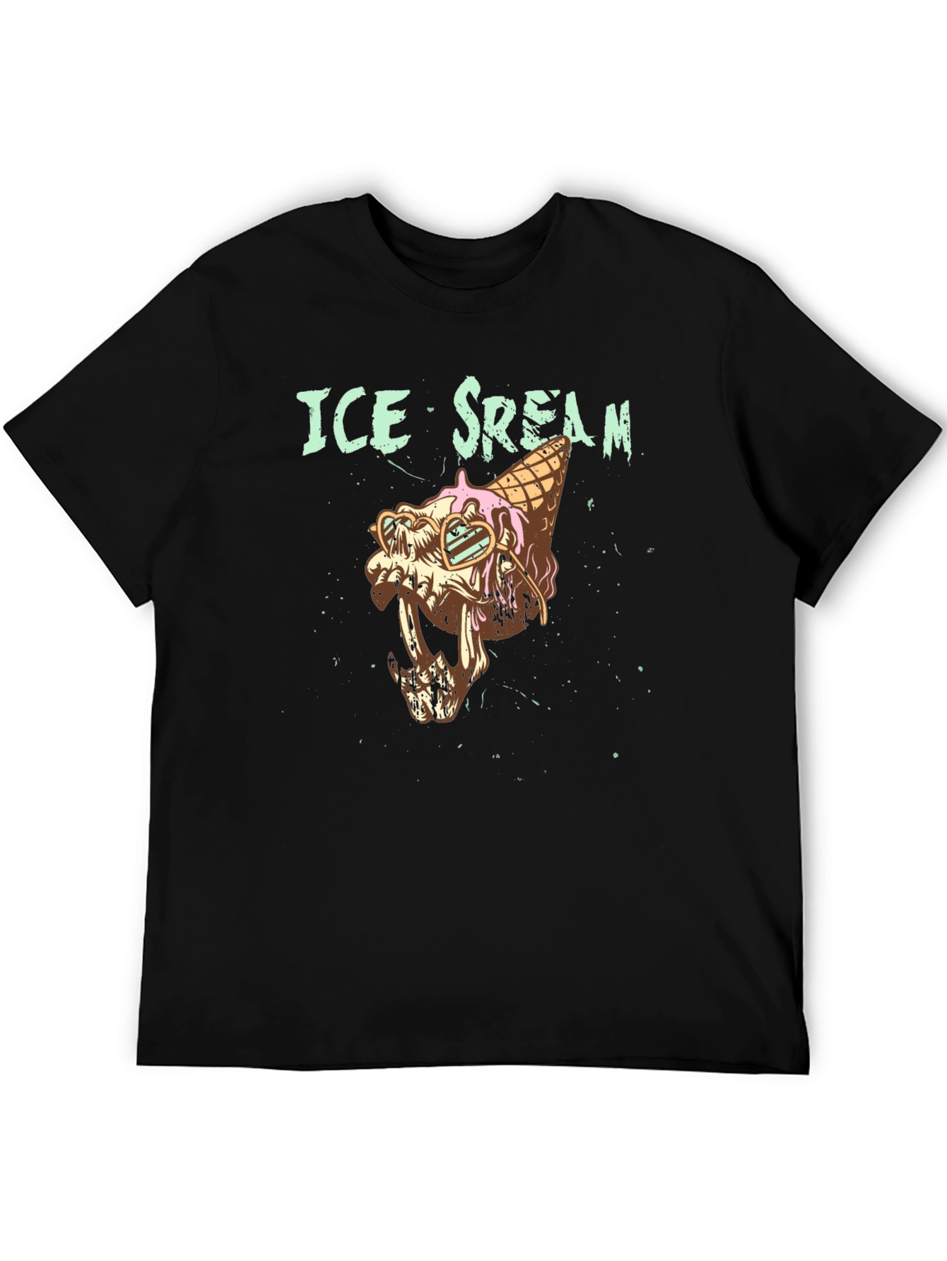 Ice Scream Graphic T-Shirt - Skull Cone Design