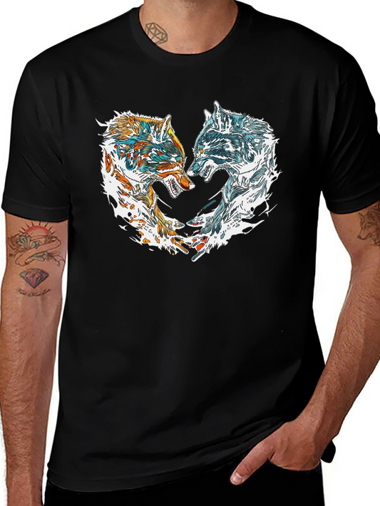 Two Wolves Graphic Tee - Unique Design Comfortable Fit