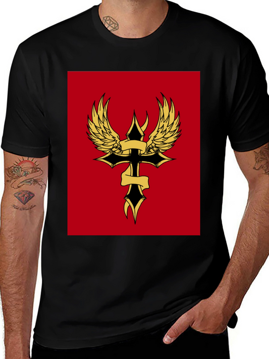 Winged Cross Graphic Tee - Black