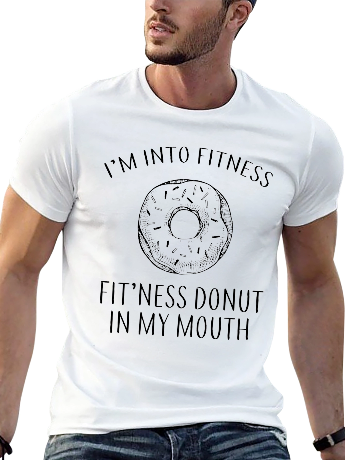 Fitness Donut Graphic Tee - Black Casual T-Shirt