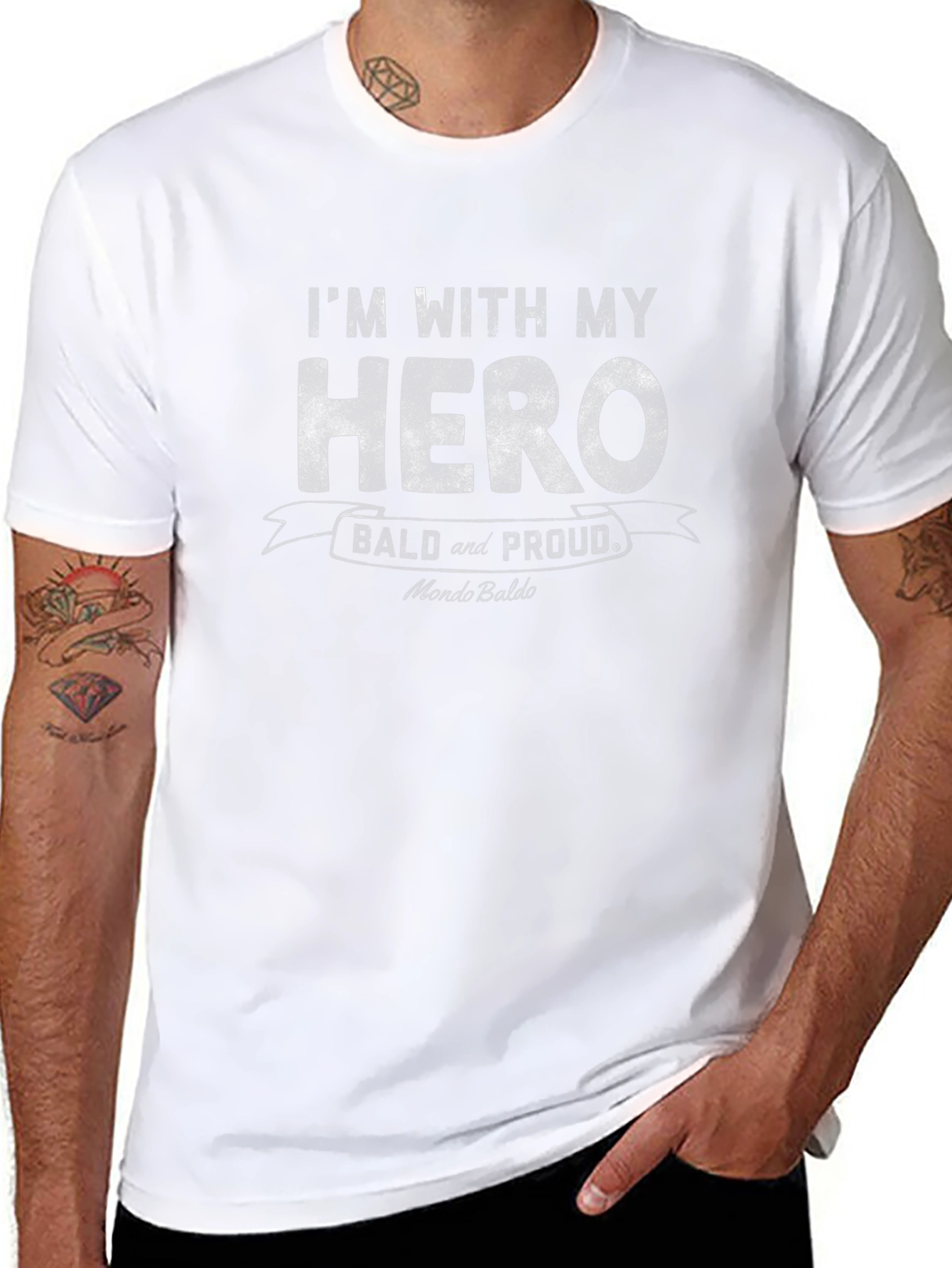 Im With My Hero Bald and Proud Black T-Shirt