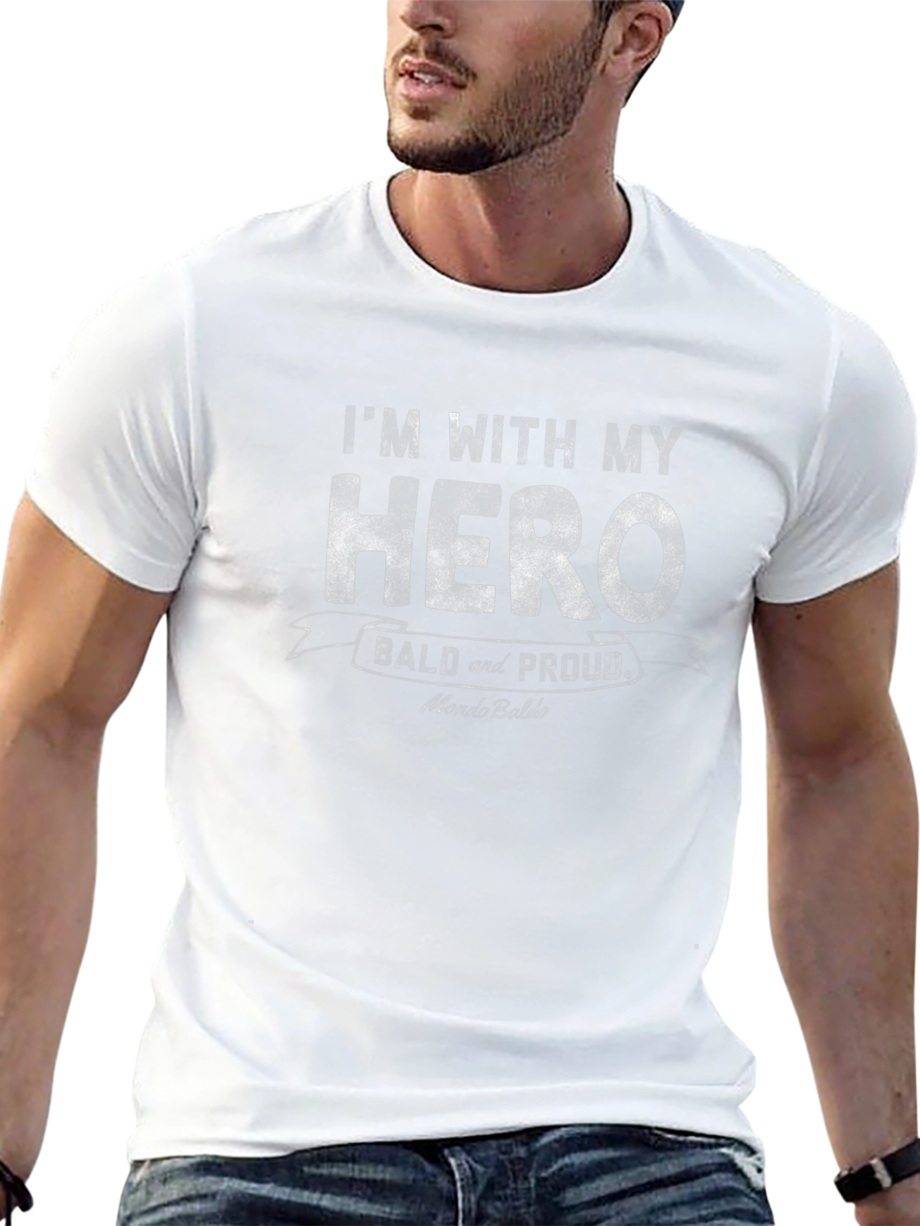 Im With My Hero Bald and Proud Black T-Shirt
