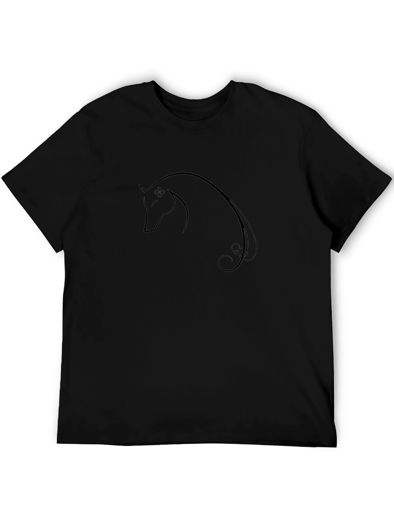 Elegant Horse Graphic T-Shirt - Black