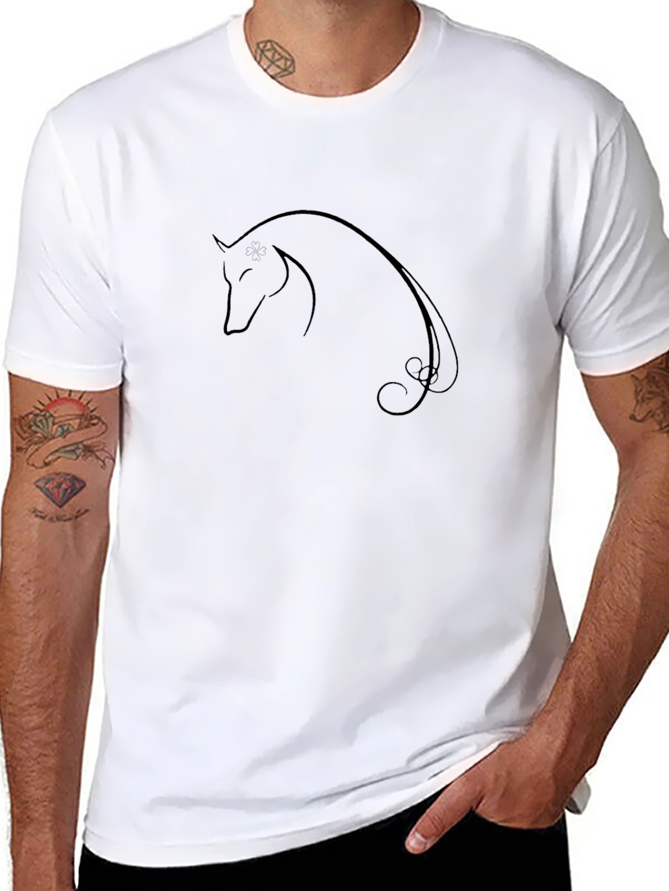 Elegant Horse Graphic T-Shirt - Black