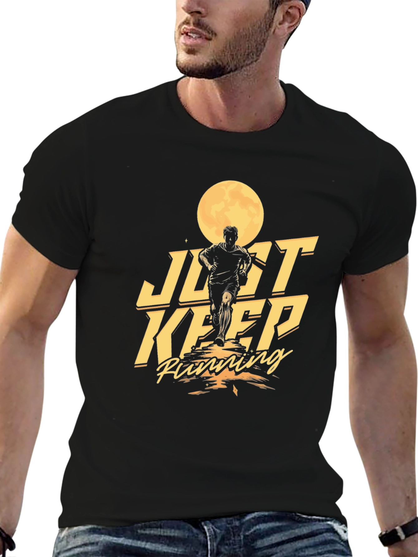 Just Keep Running Graphic Tee - Mens Black T-Shirt