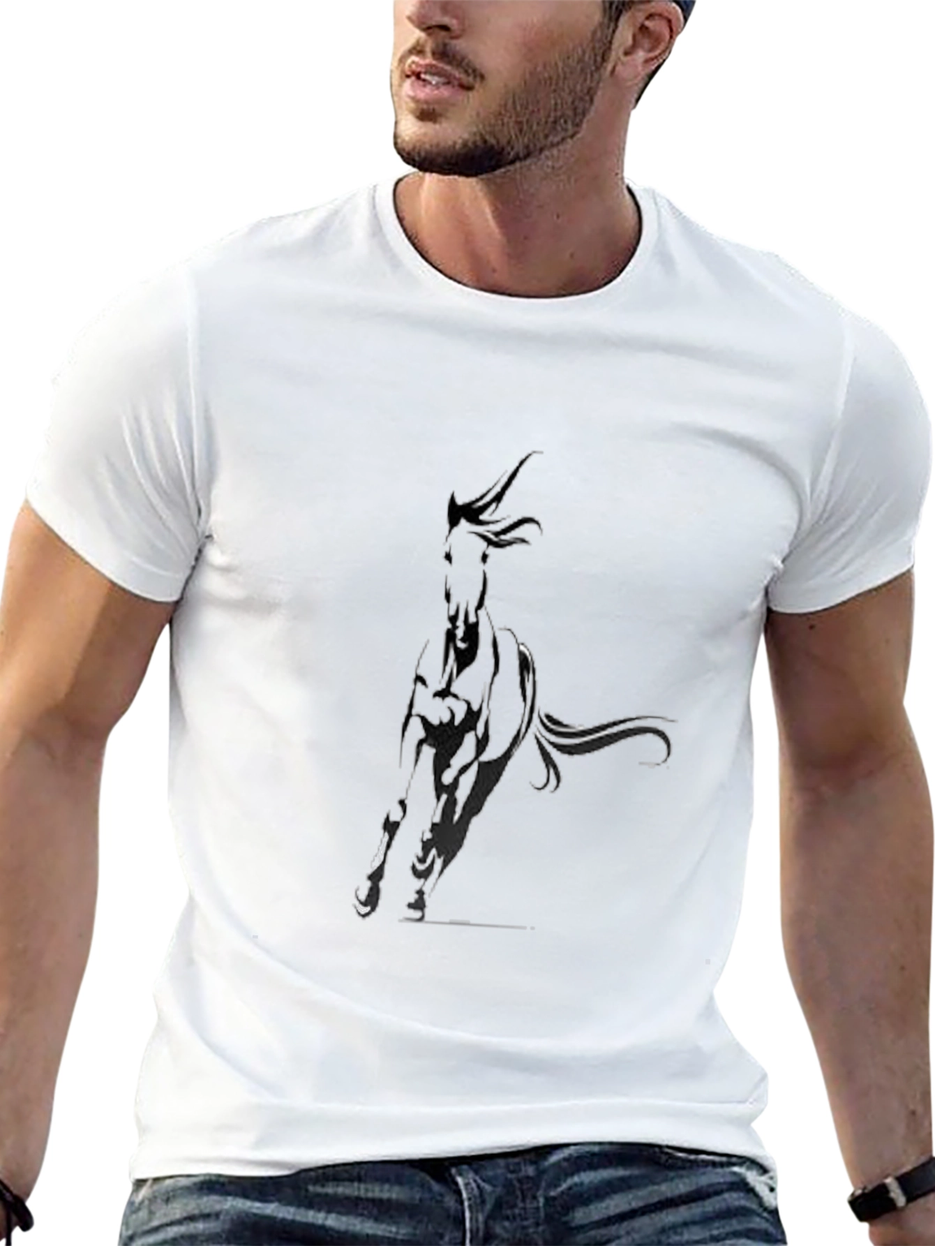 Black T-Shirt with Abstract Dog Design