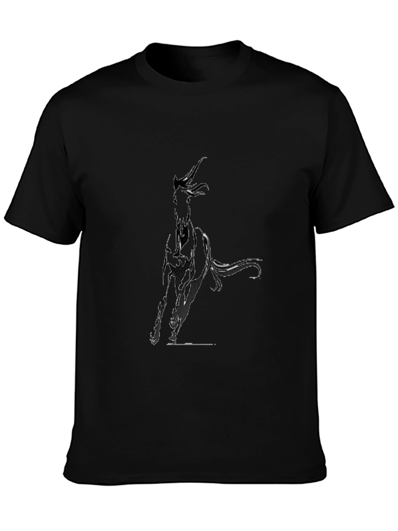 Black T-Shirt with Abstract Dog Design