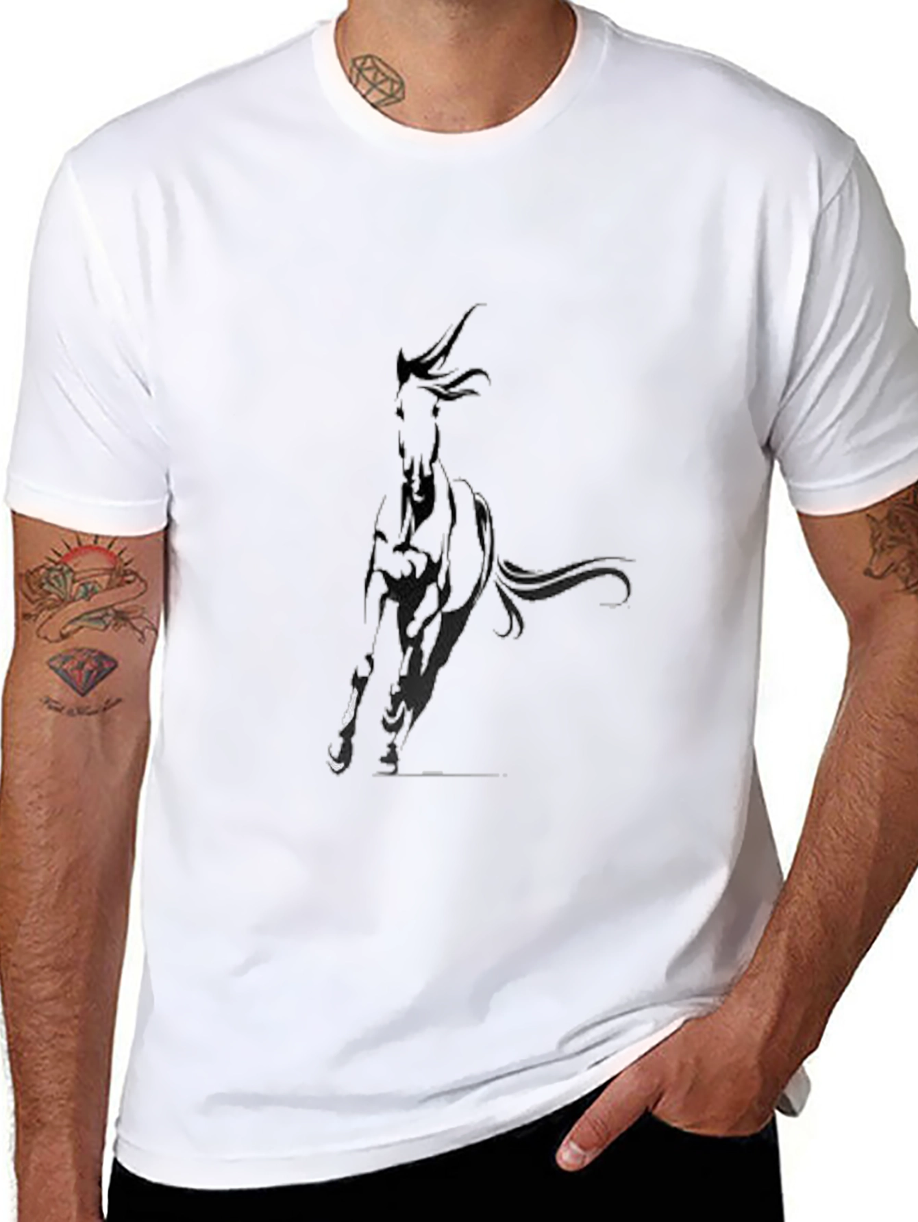 Black T-Shirt with Abstract Dog Design