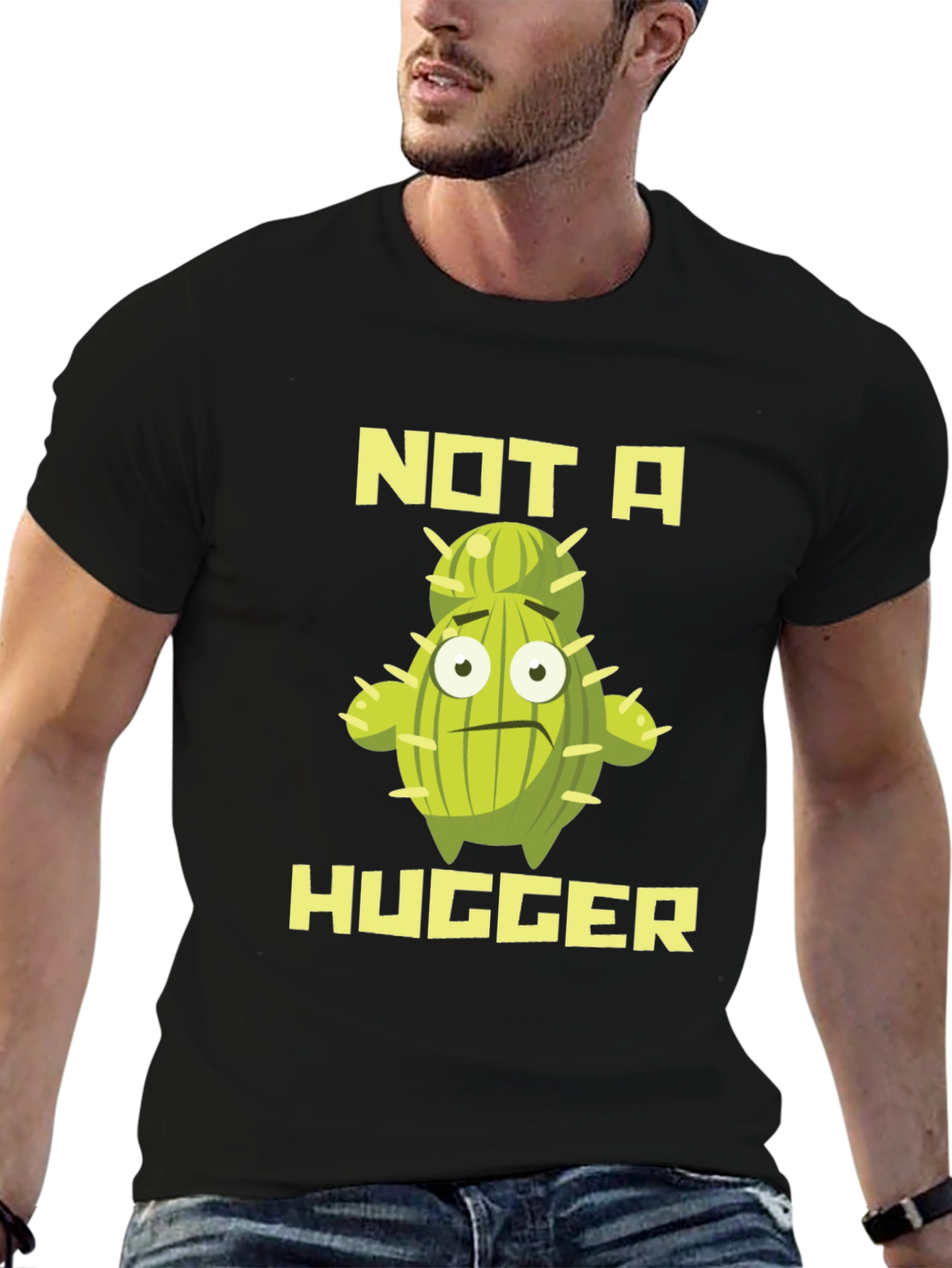 Not A Hugger Cactus Graphic T-Shirt