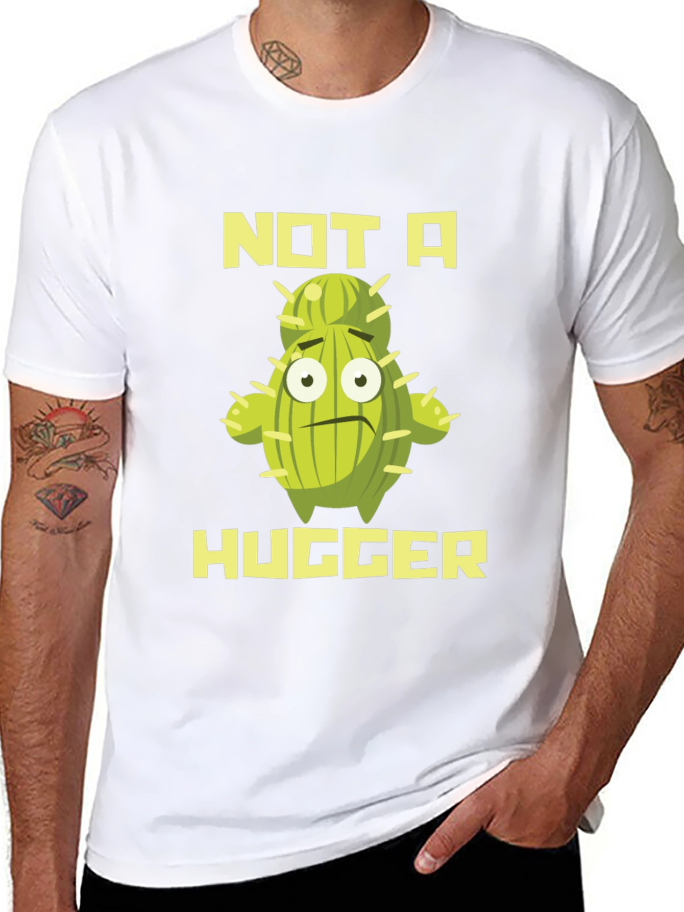 Not A Hugger Cactus Graphic T-Shirt