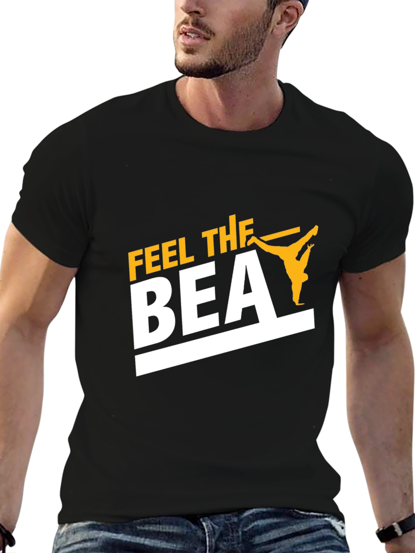 Feel the Beat Black T-Shirt - Street Dance Design