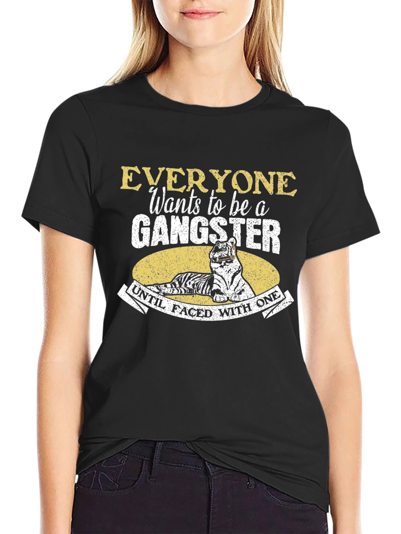 Gangster Tiger Graphic Tee - Black