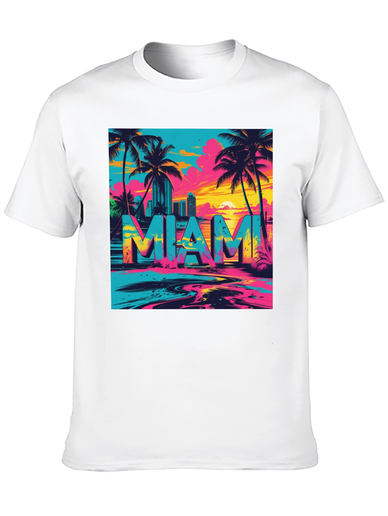Miami Graphic Print Black T-Shirt