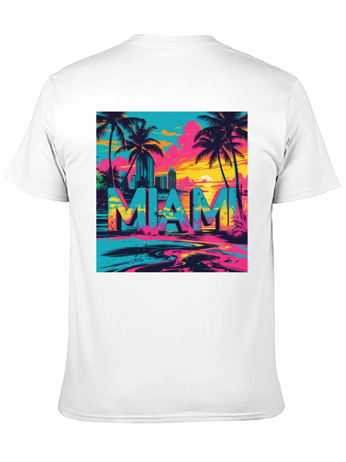 Miami Graphic Print Black T-Shirt
