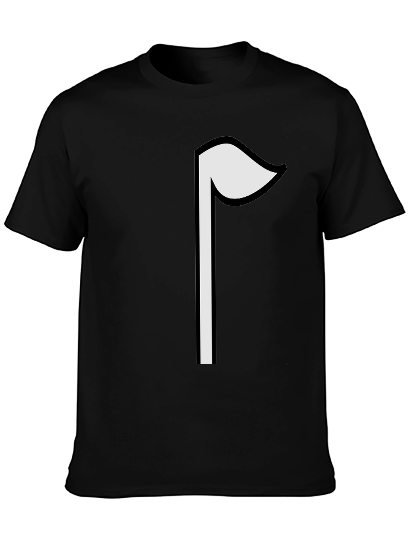 Minimalist White Flag Graphic Black T-Shirt