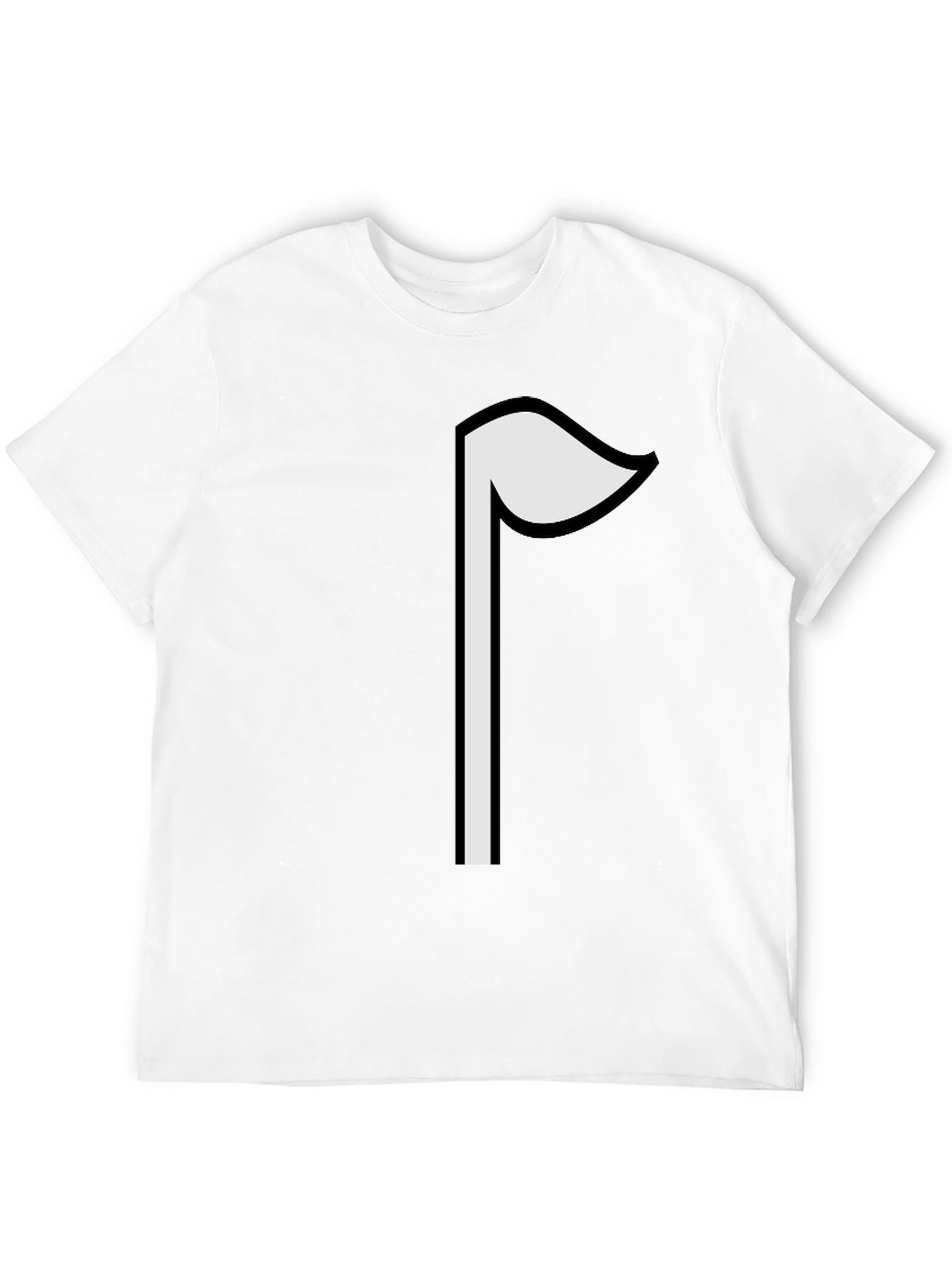 Minimalist White Flag Graphic Black T-Shirt