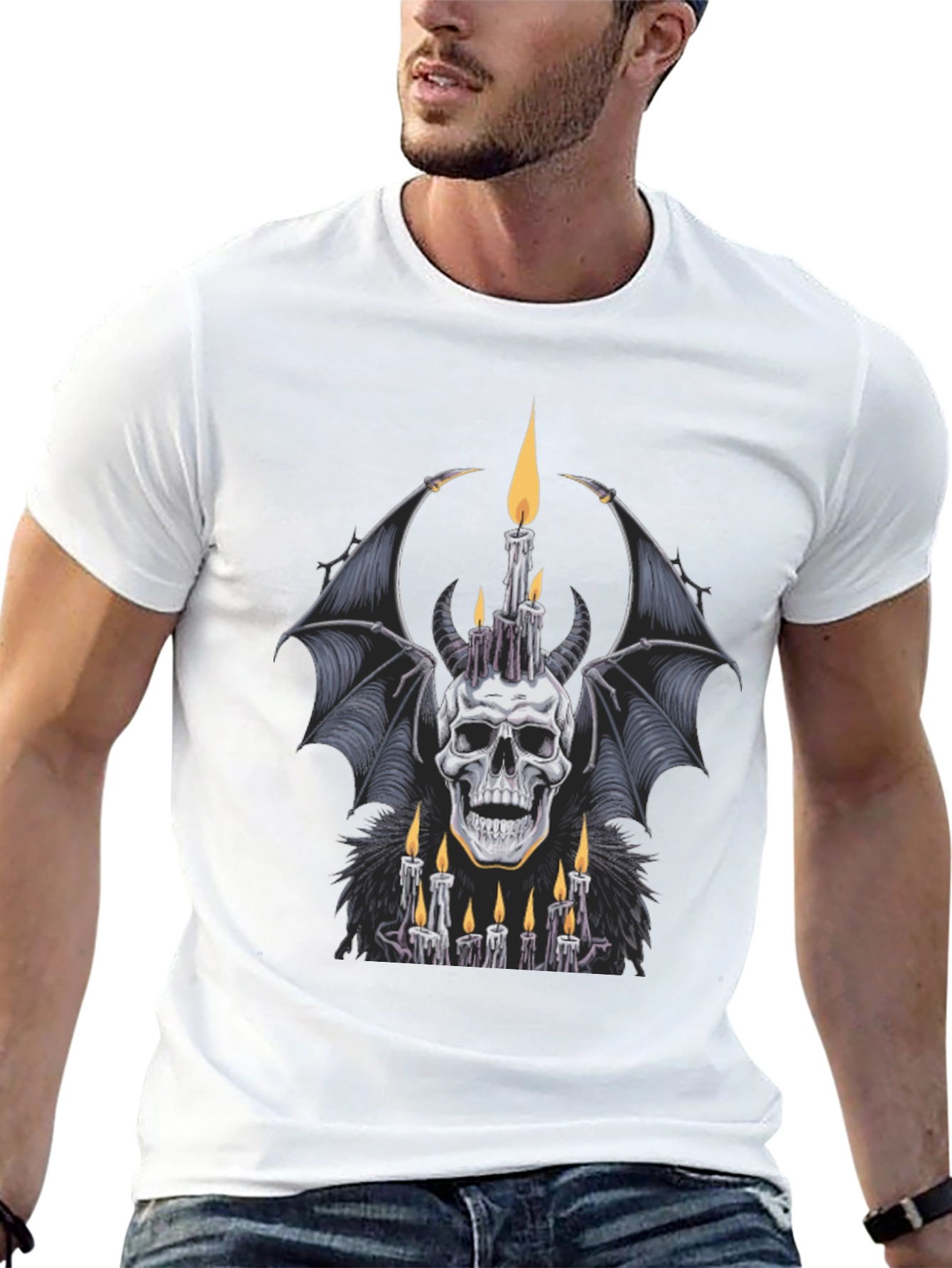 Skull & Candles Graphic Tee - Mens Black T-Shirt
