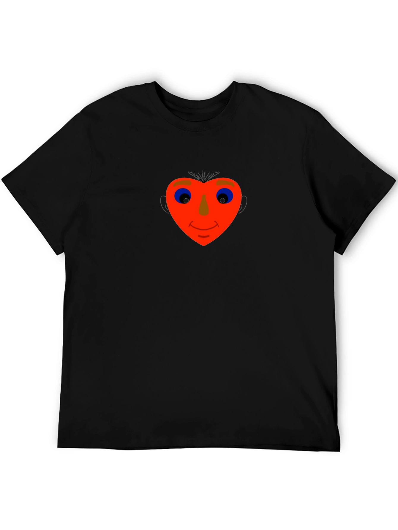 Heart Face Graphic Tee - Black Cotton Blend