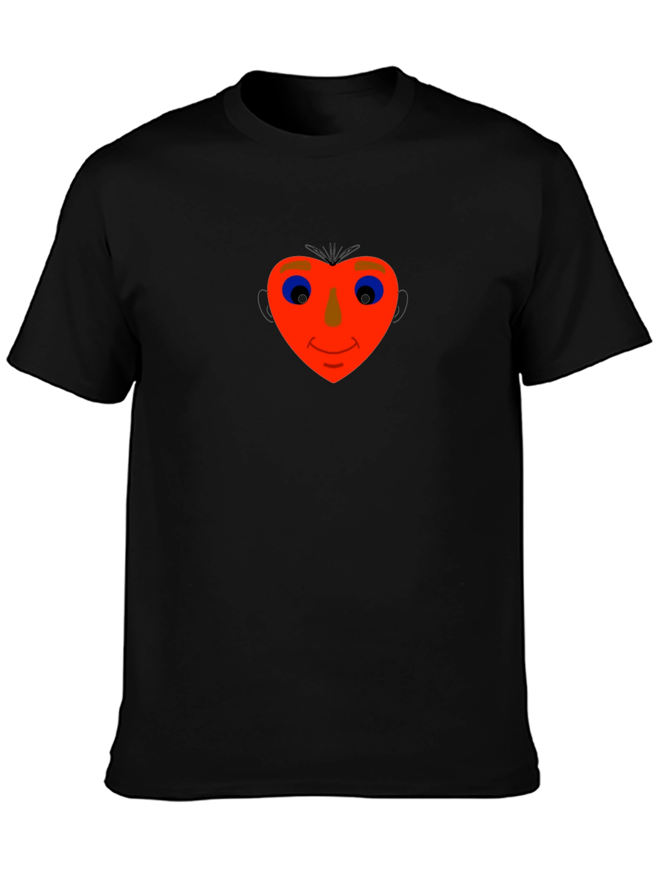 Heart Face Graphic Tee - Black Cotton Blend