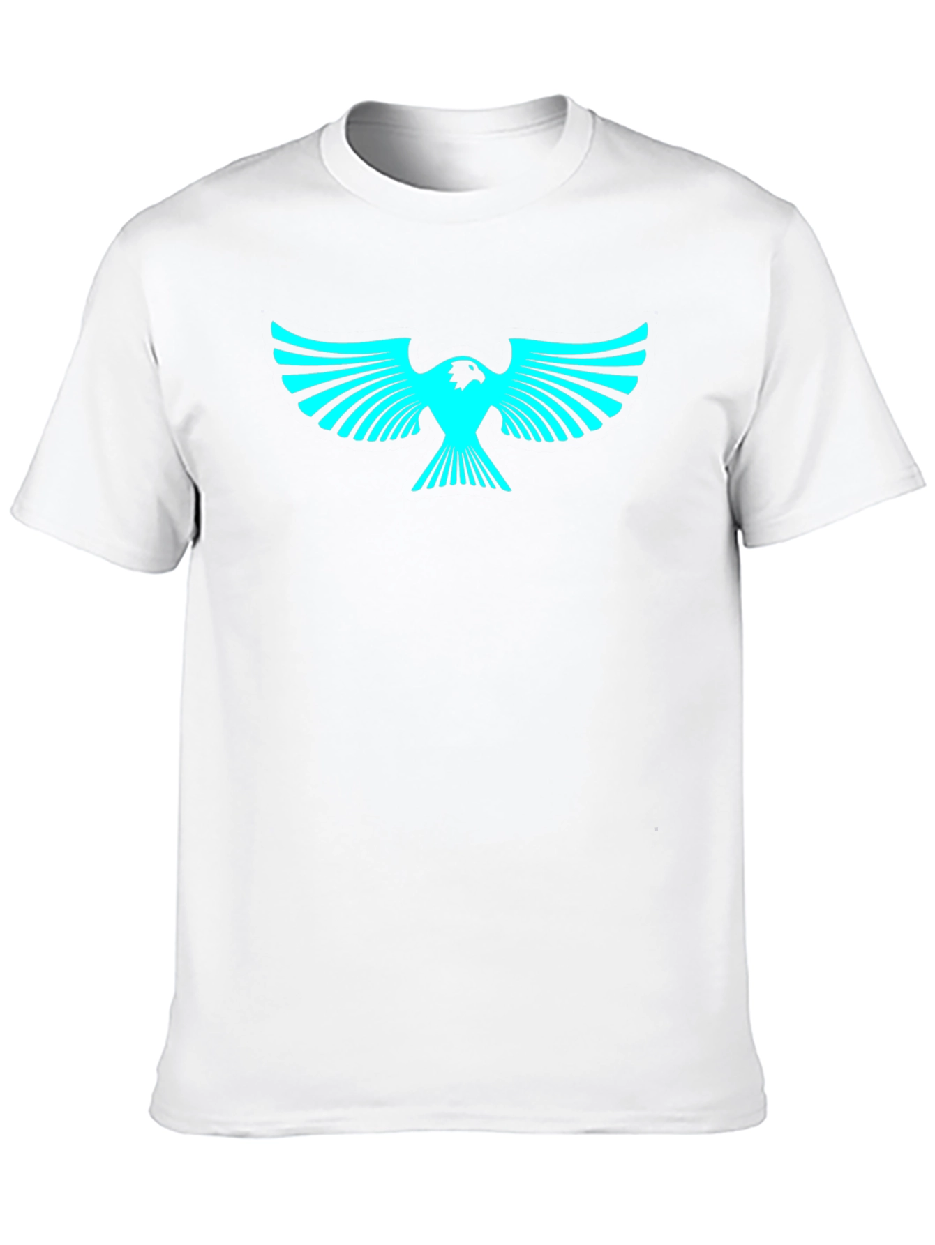Cool Graphic Tee: Cyan Eagle on Black