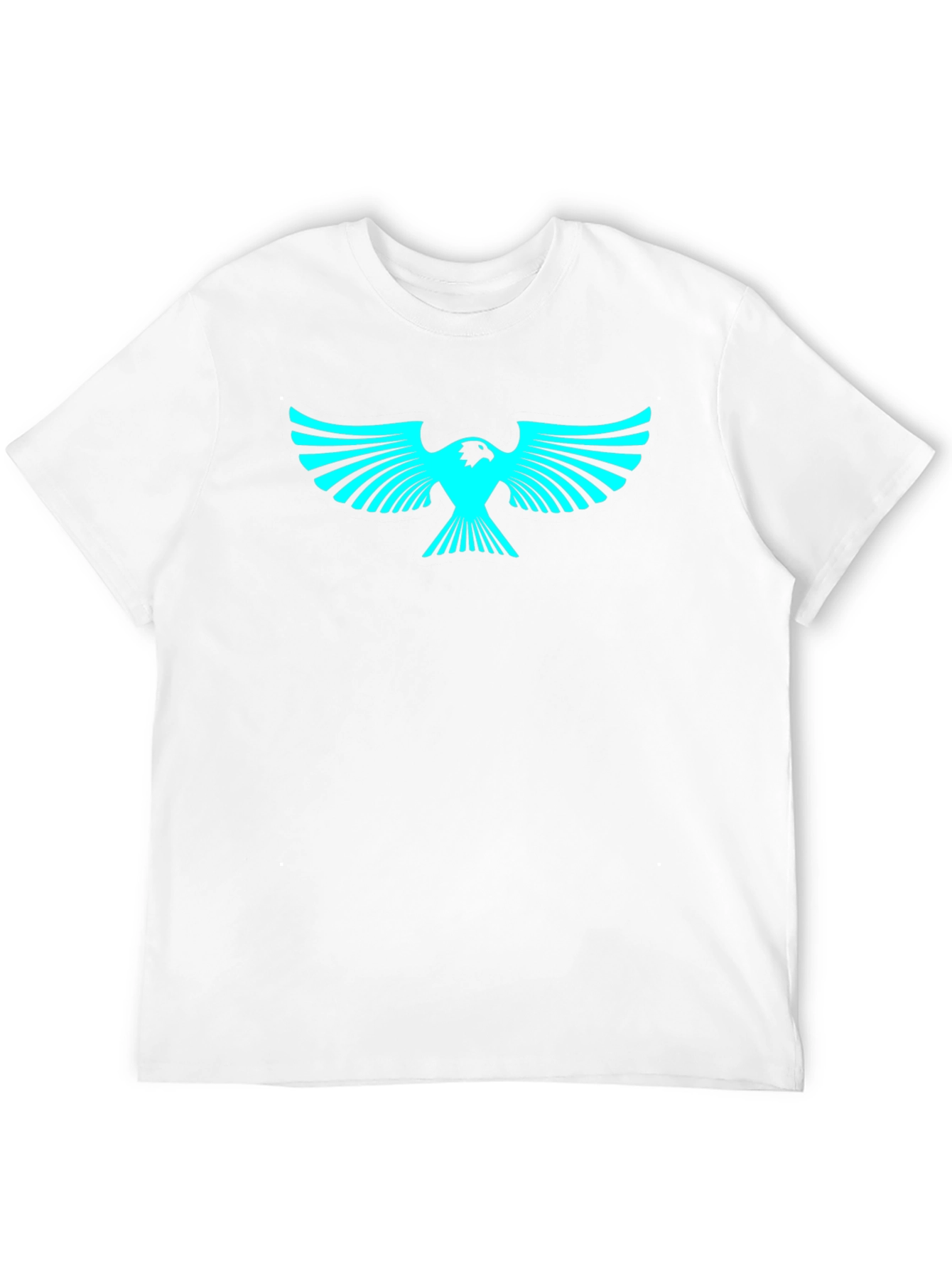 Cool Graphic Tee: Cyan Eagle on Black