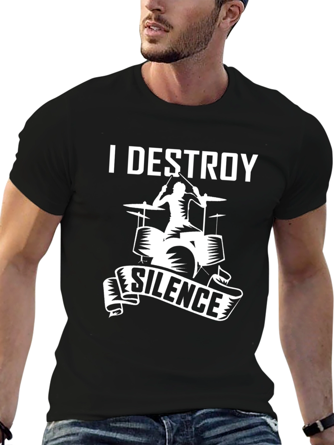 I Destroy Silence T-Shirt - Drummer Musician Tee