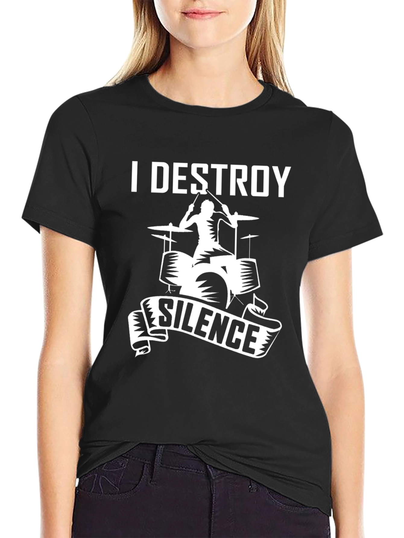I Destroy Silence T-Shirt - Drummer Musician Tee