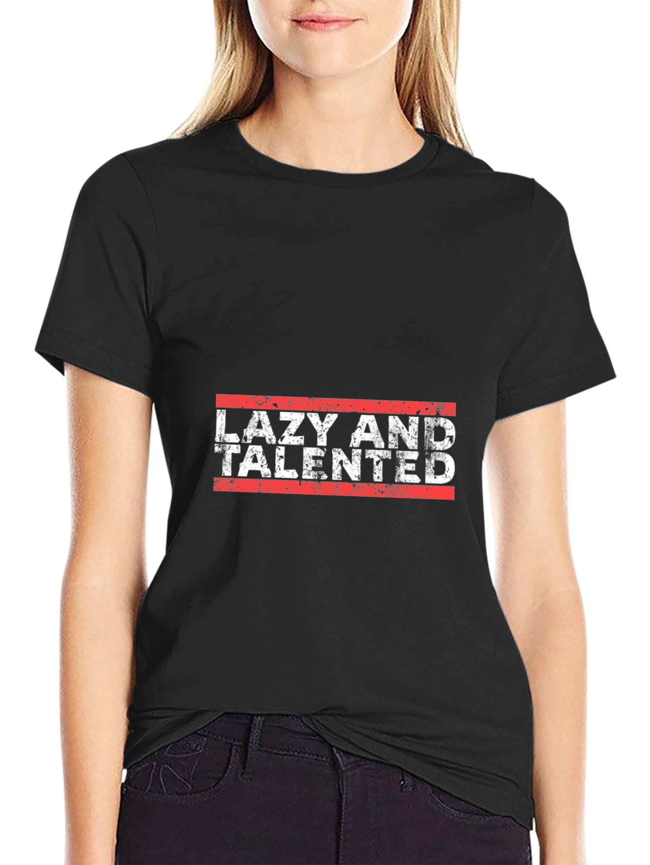 Lazy and Talented Black Graphic T-Shirt
