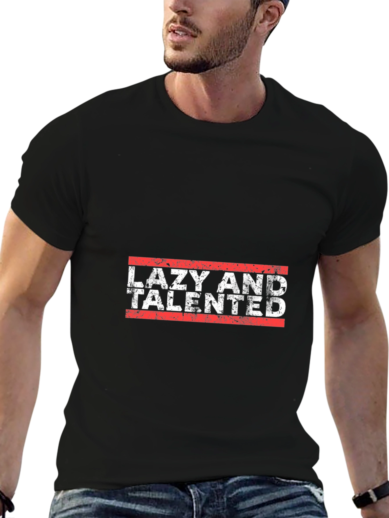 Lazy and Talented Black Graphic T-Shirt