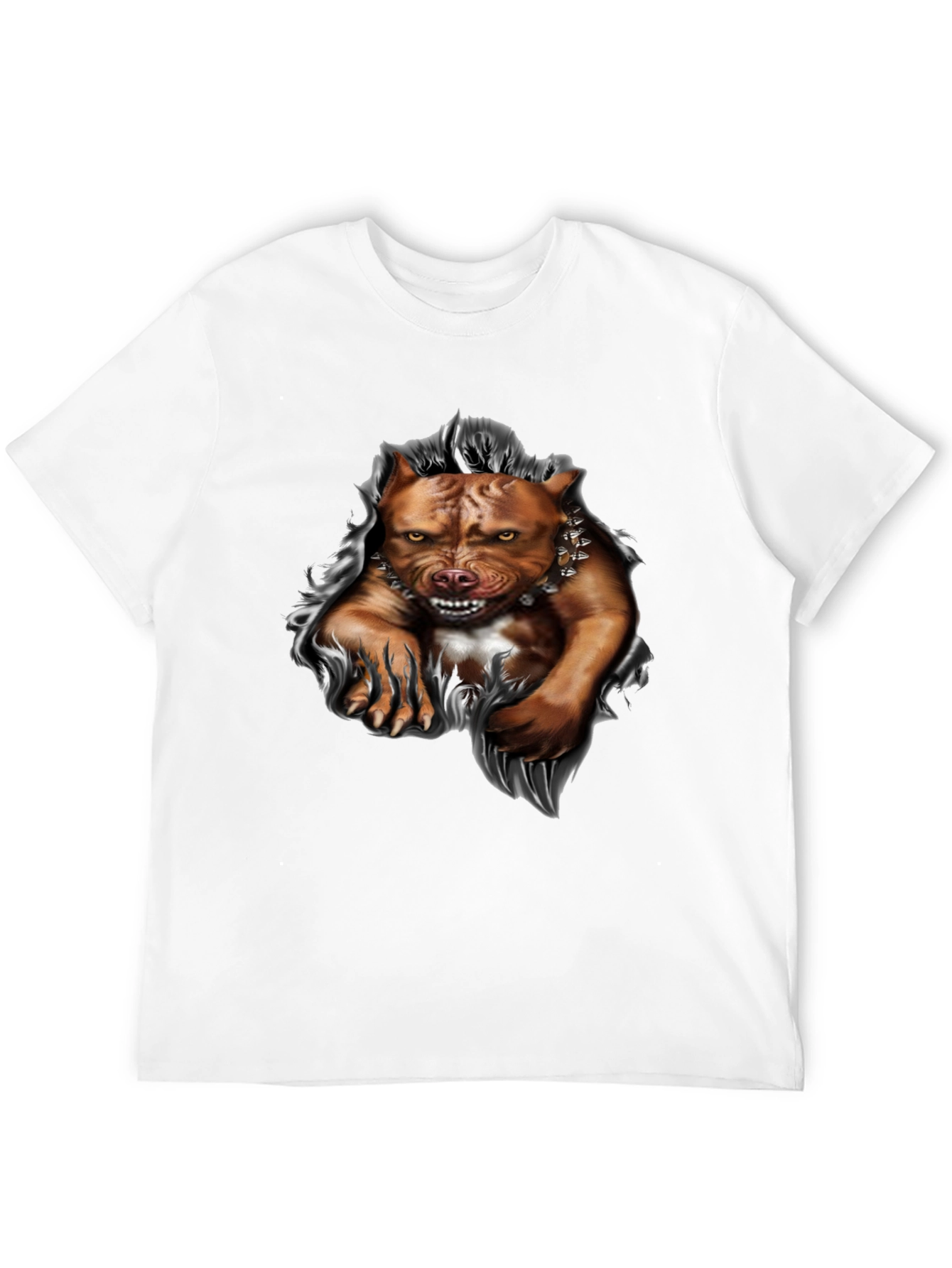 Pitbull Dog Graphic Print T-Shirt - Black