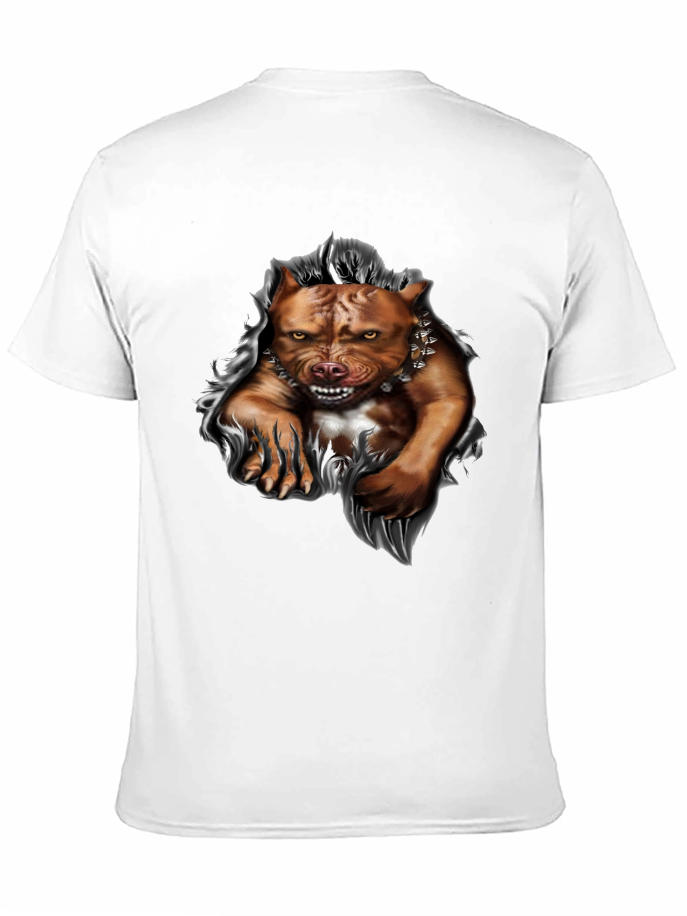 Pitbull Dog Graphic Print T-Shirt - Black