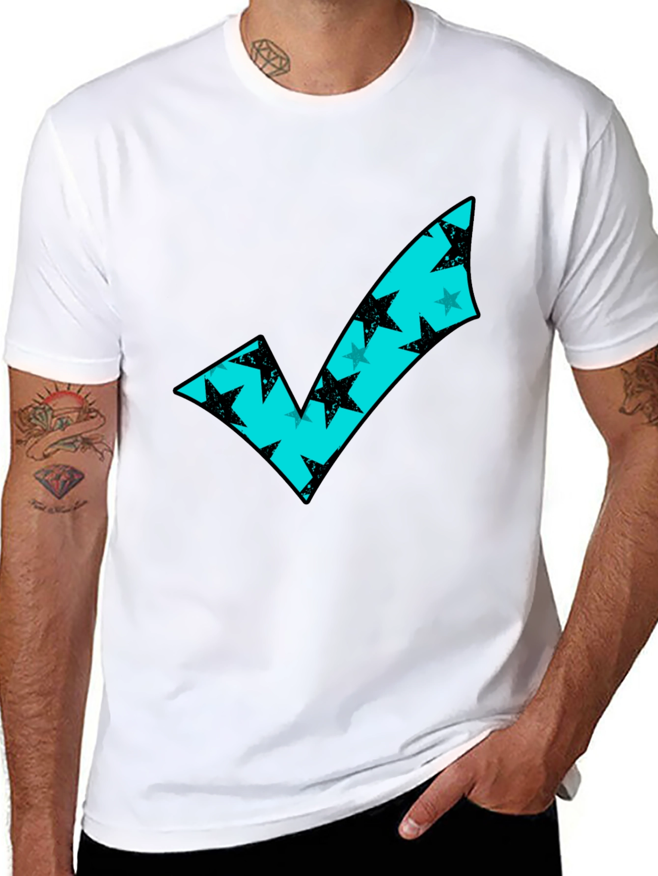 Modern Check Mark Tee - Stylish Graphic T-Shirt