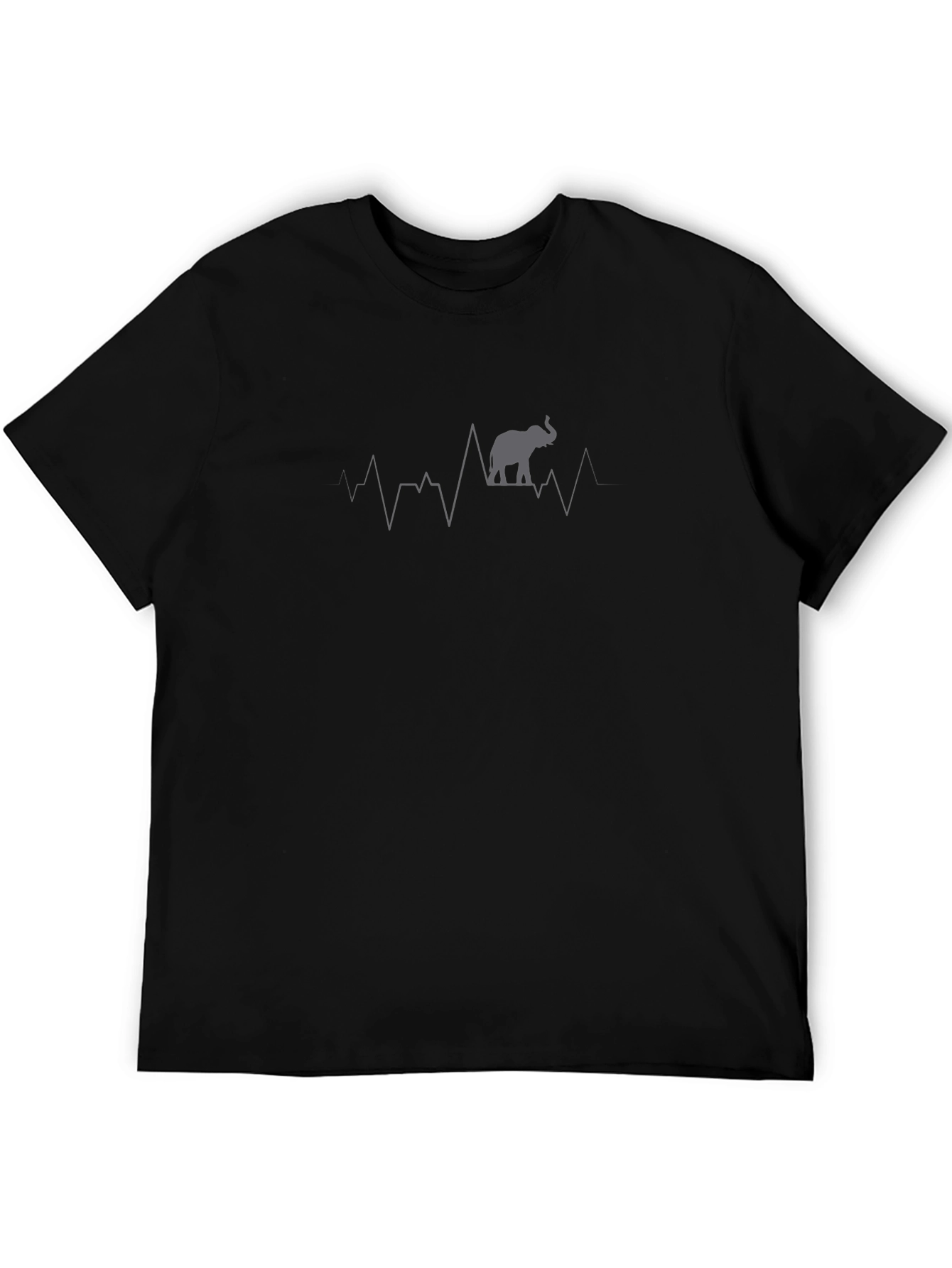 Elephant Heartbeat Graphic T-Shirt - Black