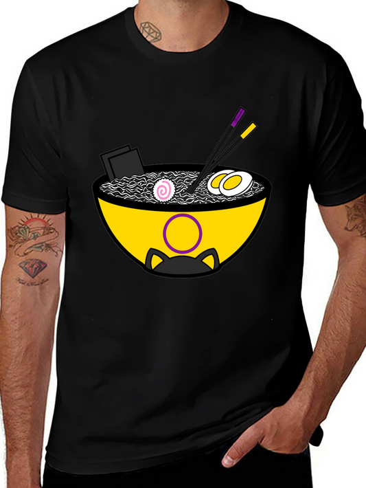Ramen Cat Graphic Tee - Unisex Black T-Shirt