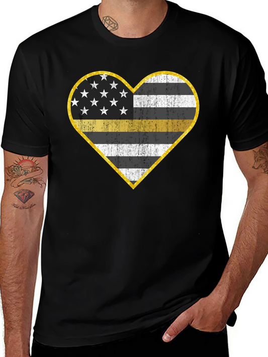 Thin Yellow Line Heart T-Shirt