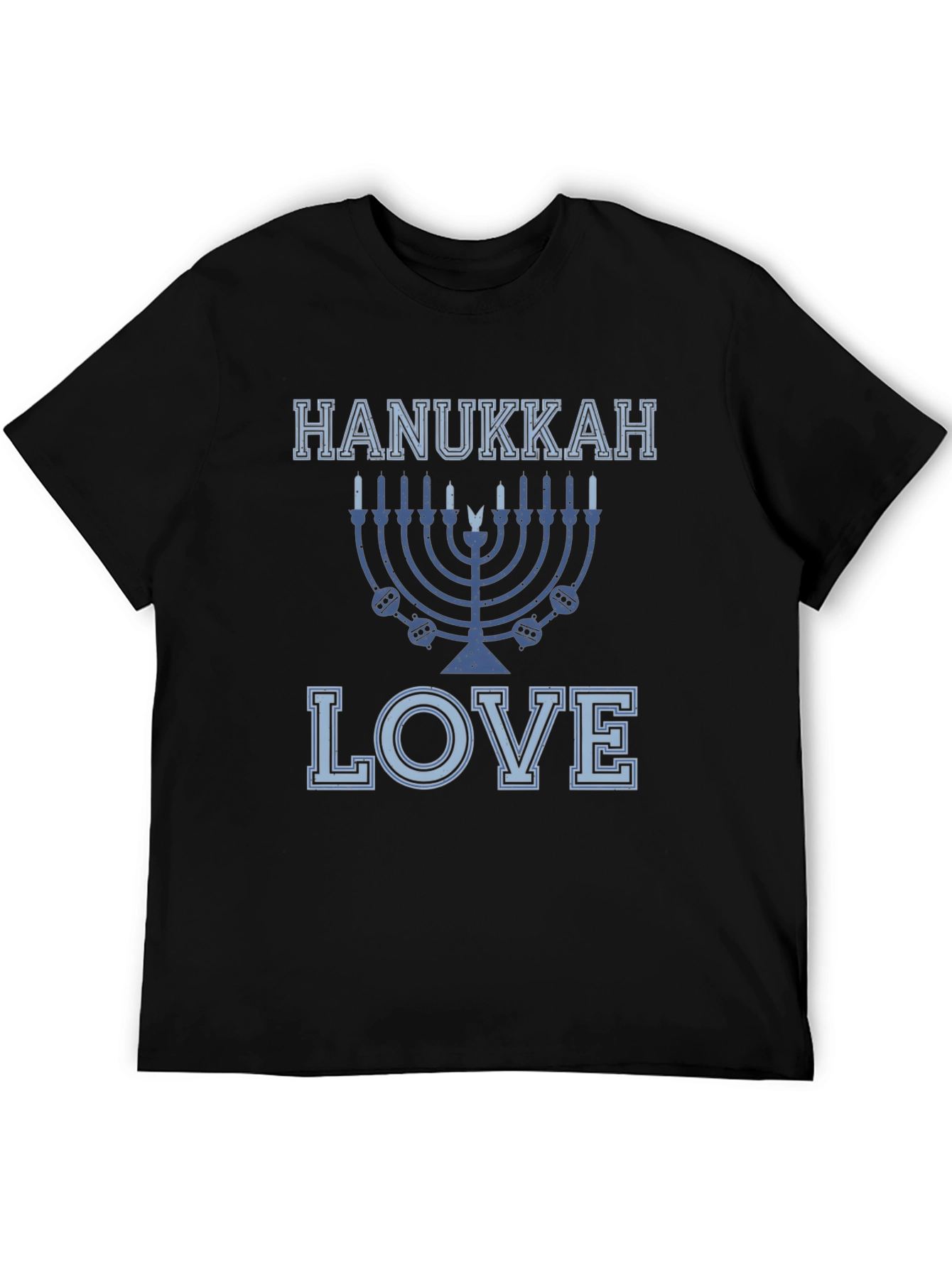 Hanukkah Love T-Shirt Mens Black Holiday Shirt