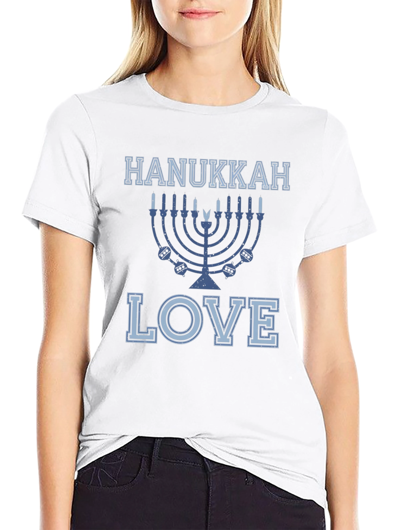 Hanukkah Love T-Shirt Mens Black Holiday Shirt