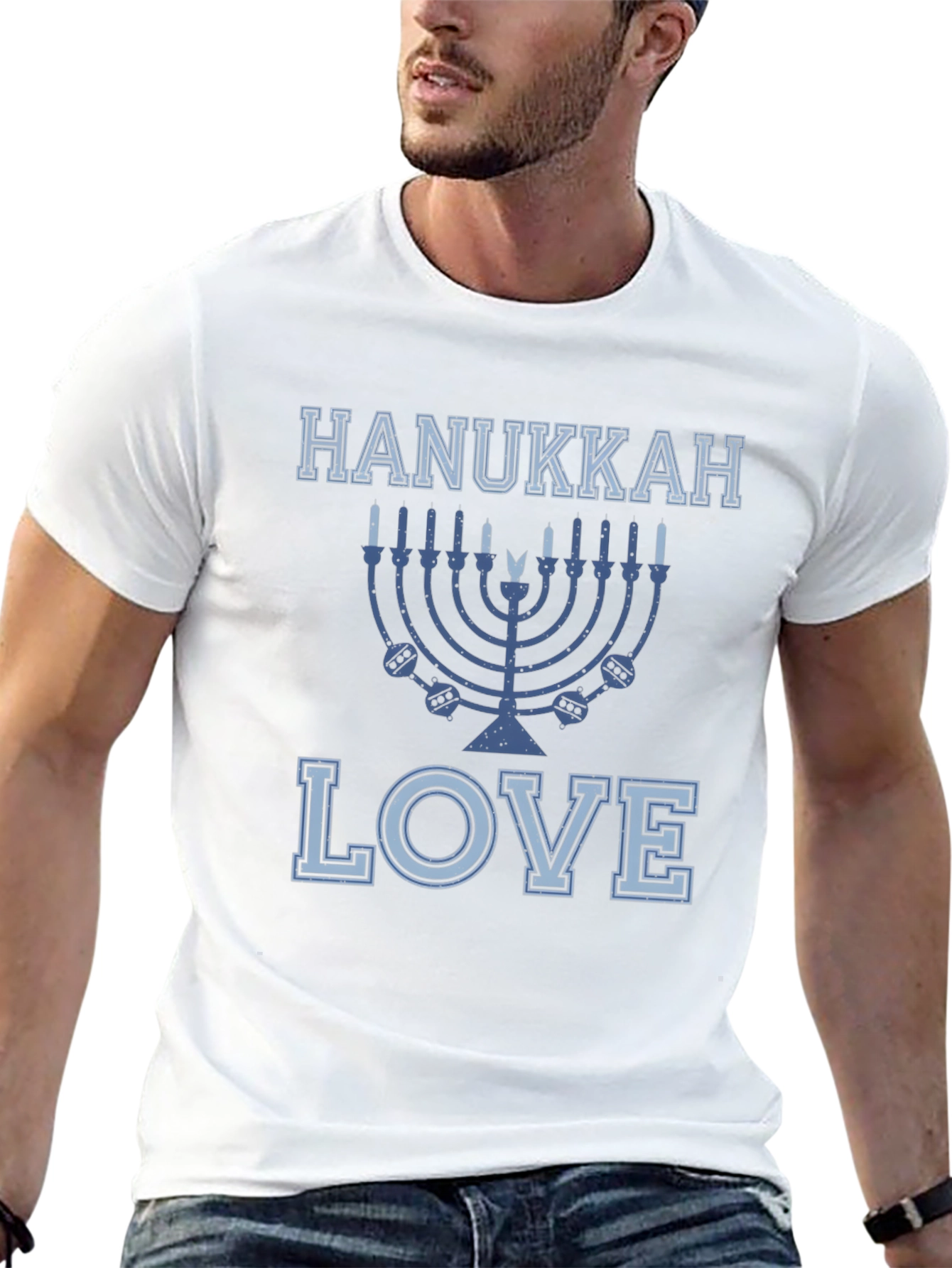 Hanukkah Love T-Shirt Mens Black Holiday Shirt