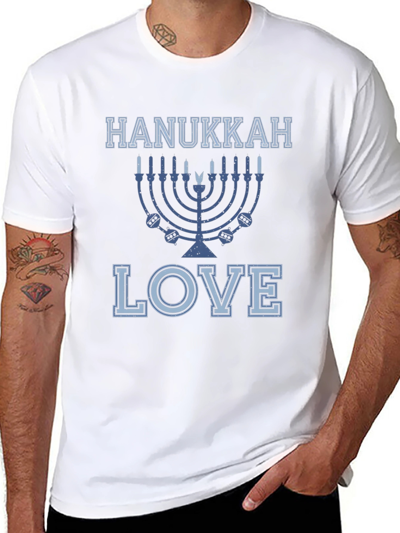 Hanukkah Love T-Shirt Mens Black Holiday Shirt