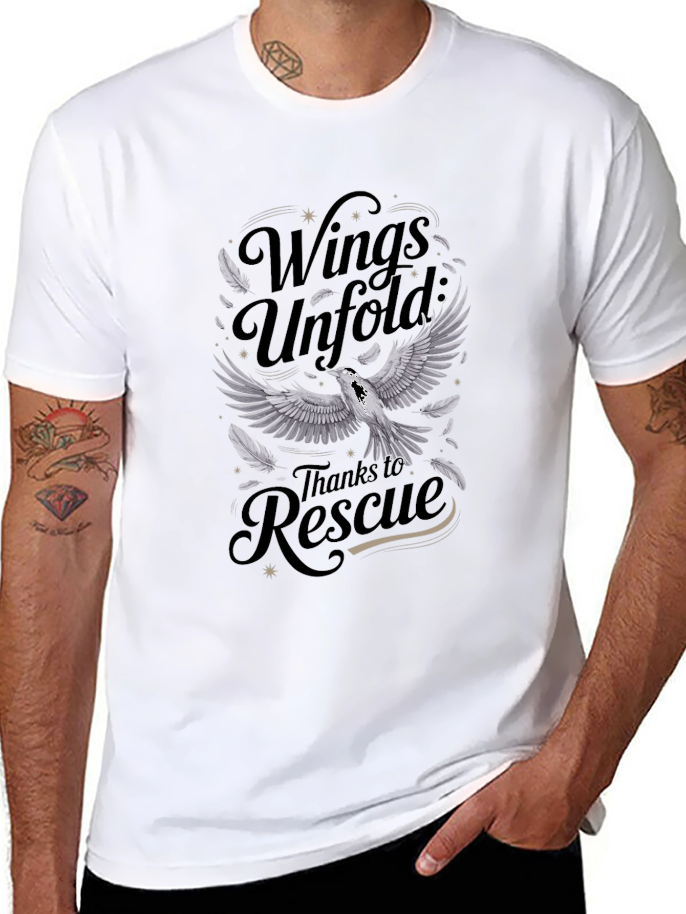 Wings Unfold Rescue T-Shirt - Graphic Print