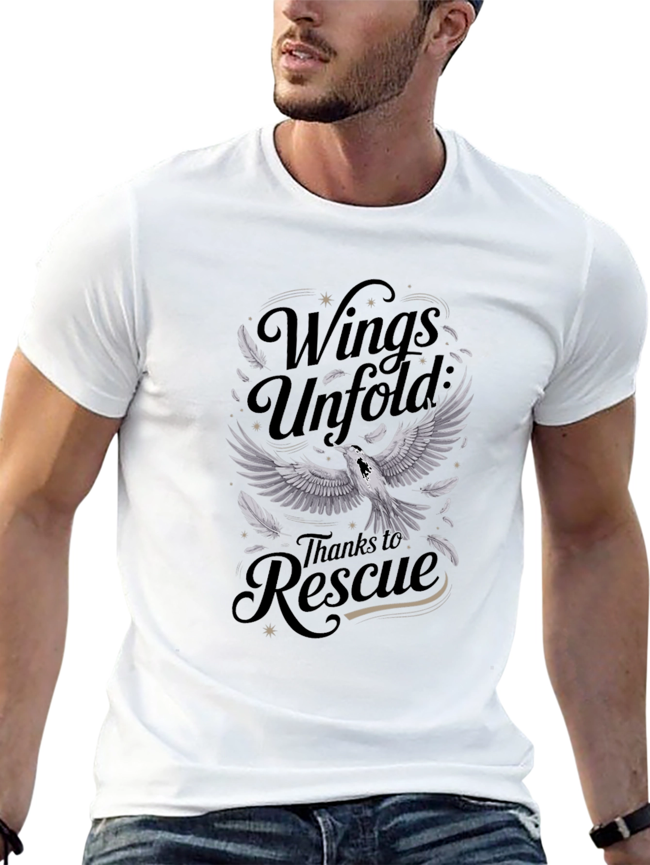 Wings Unfold Rescue T-Shirt - Graphic Print