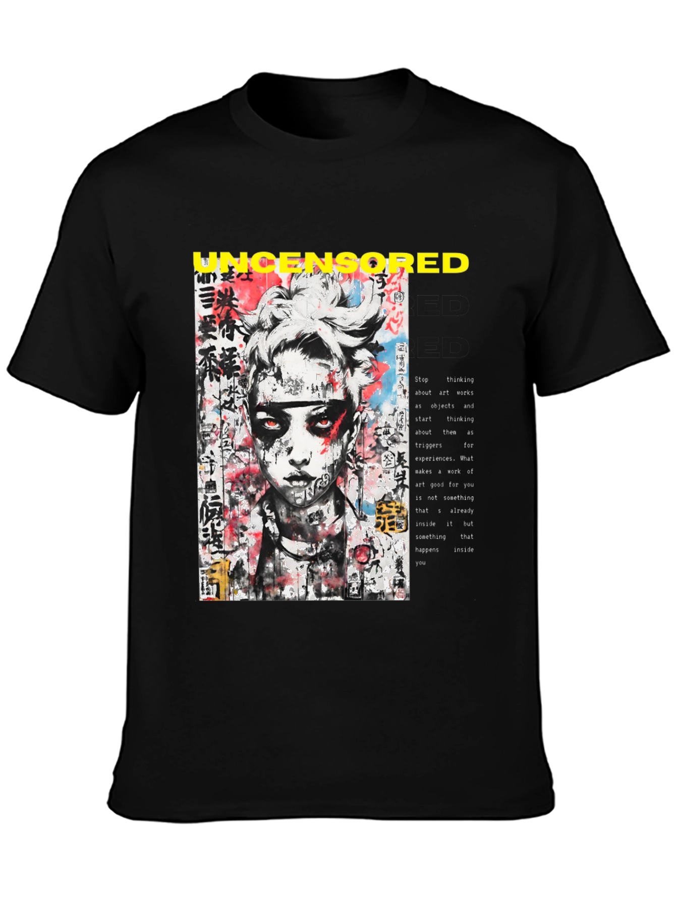 Edgy Uncensored Graphic Print Black T-Shirt