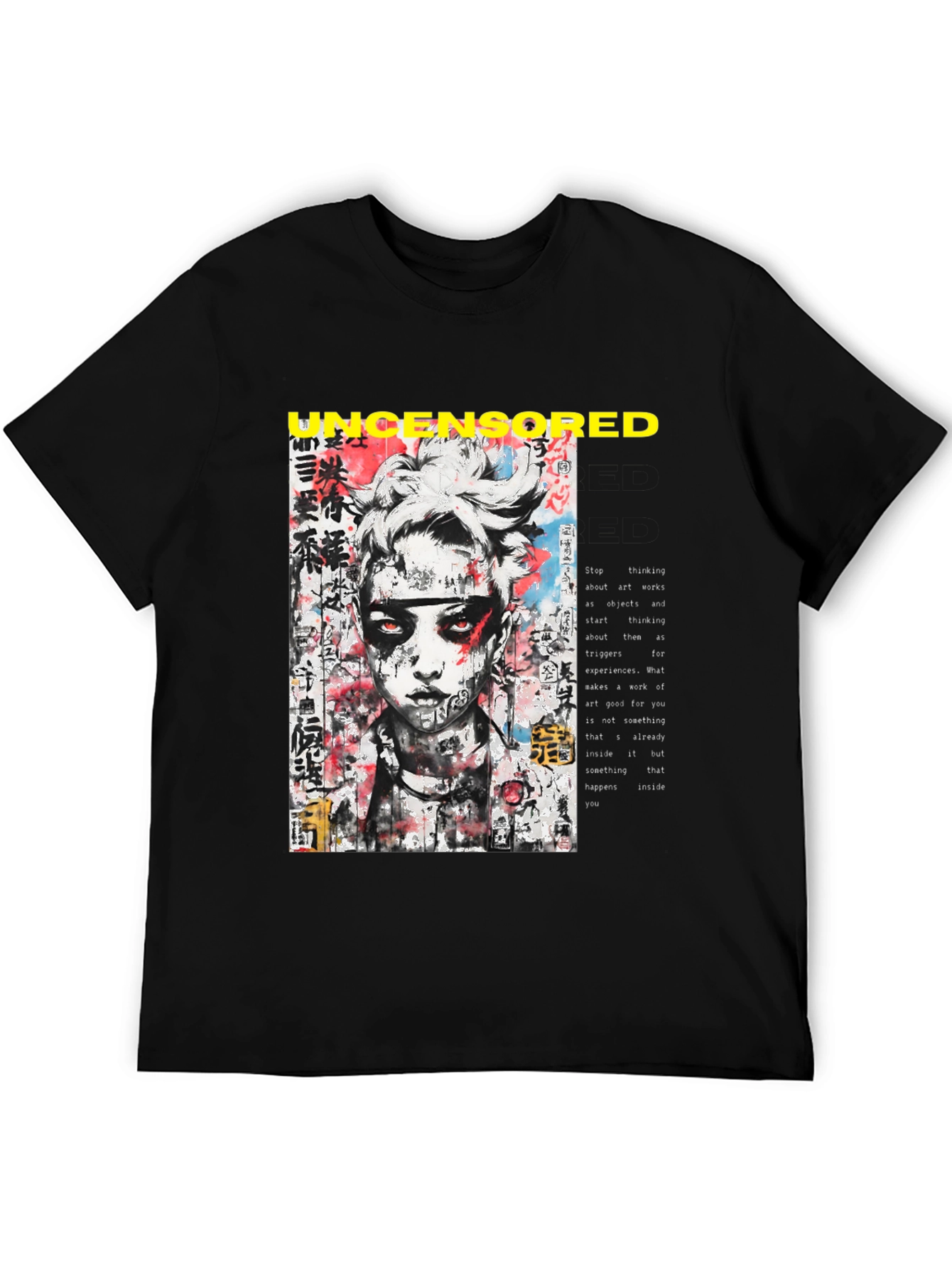 Edgy Uncensored Graphic Print Black T-Shirt