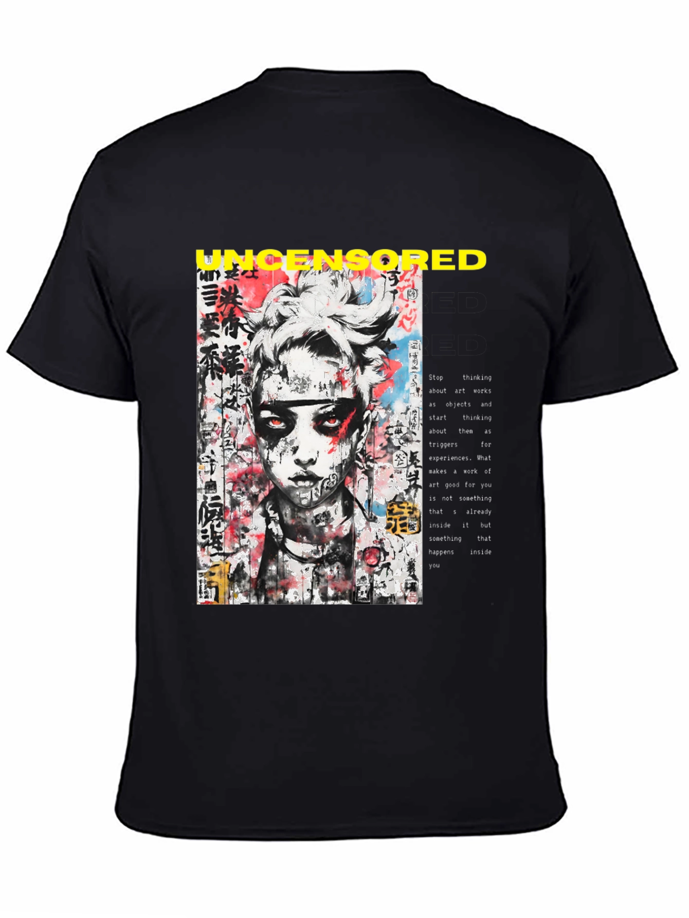 Edgy Uncensored Graphic Print Black T-Shirt