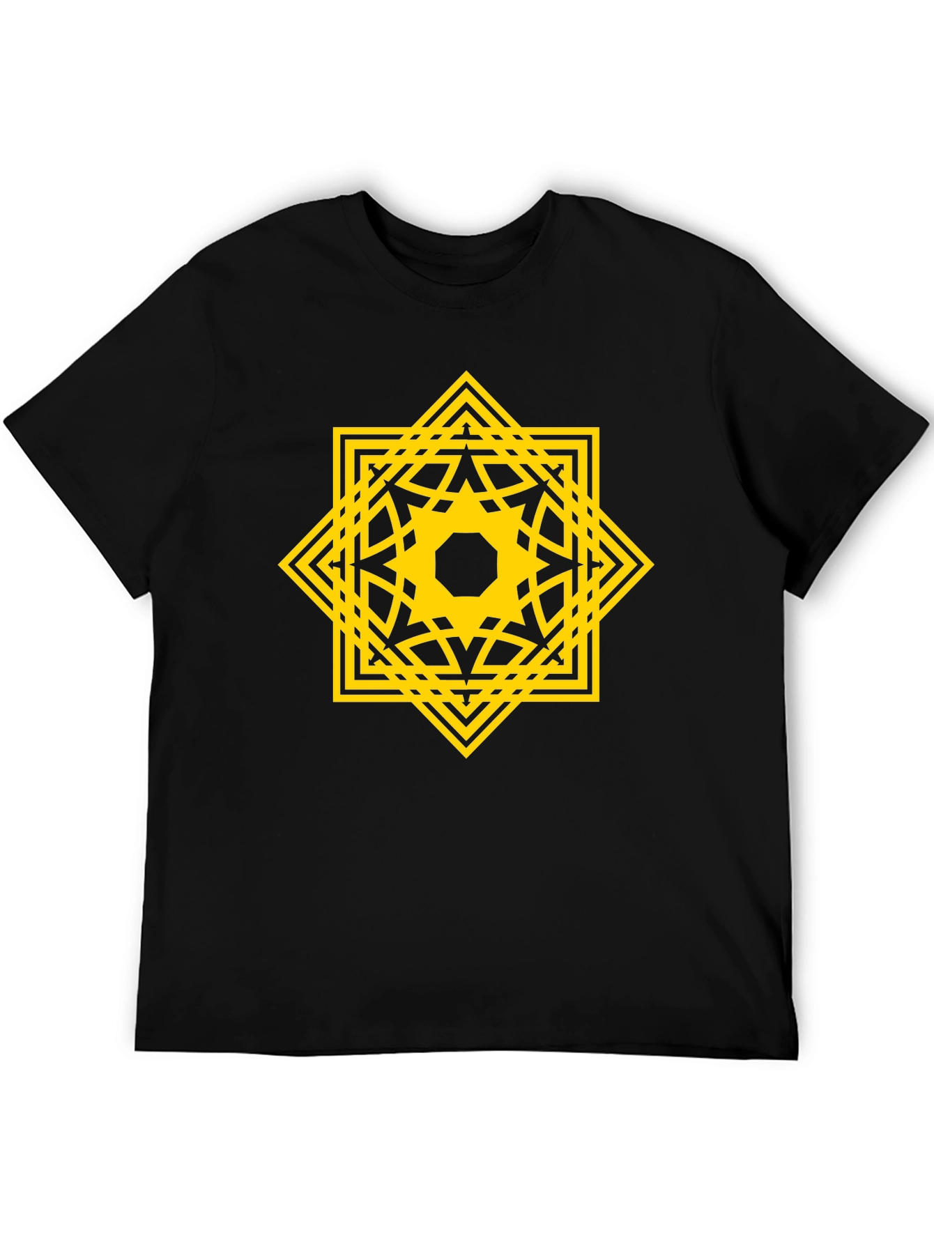 Geometric Starburst Graphic Tee - Black