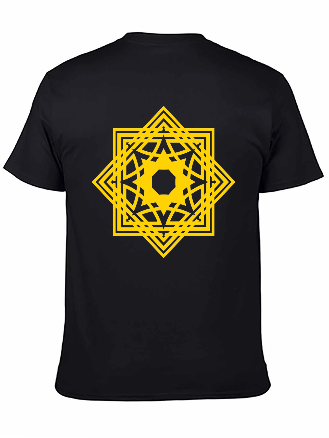 Geometric Starburst Graphic Tee - Black