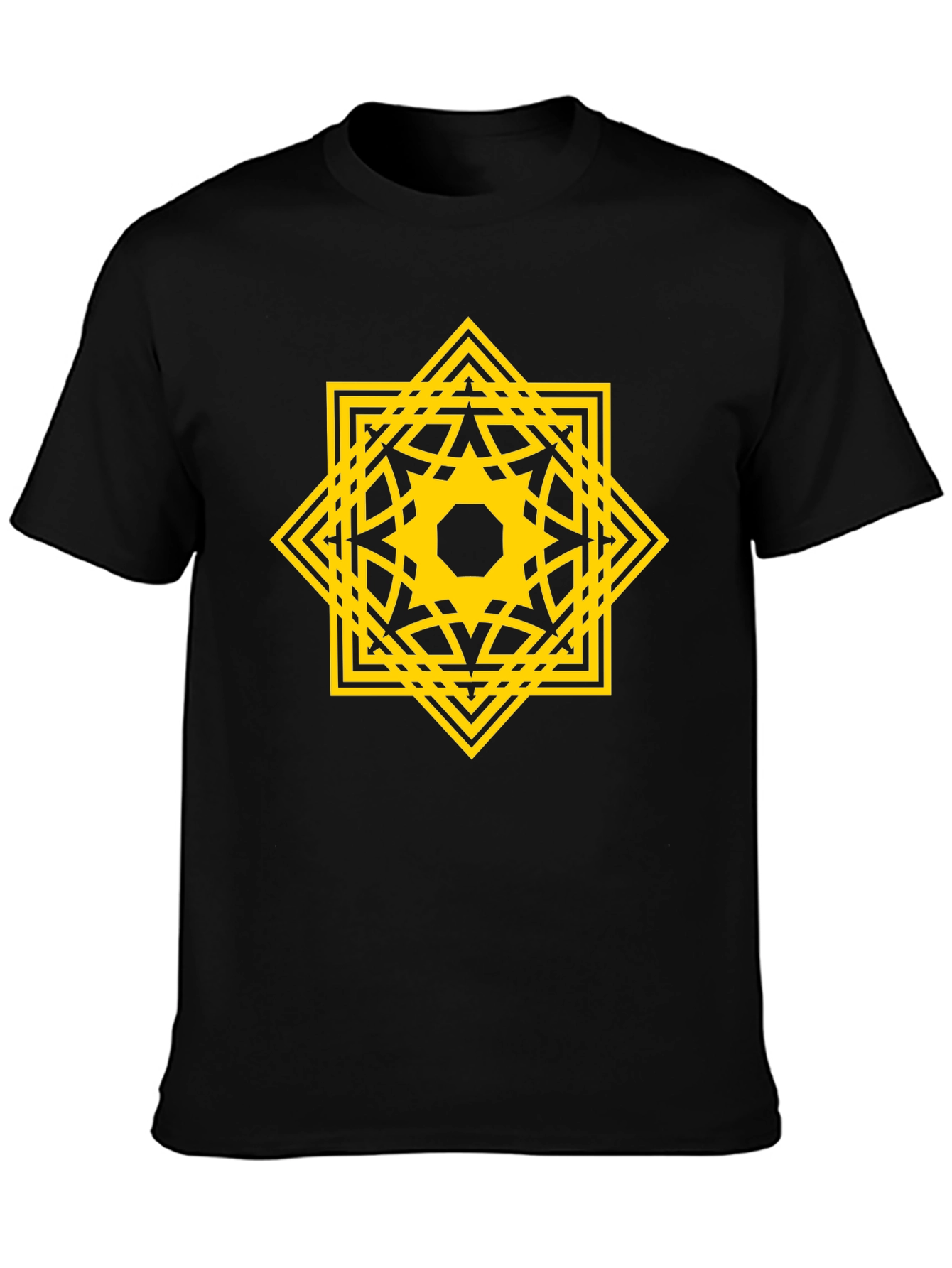 Geometric Starburst Graphic Tee - Black