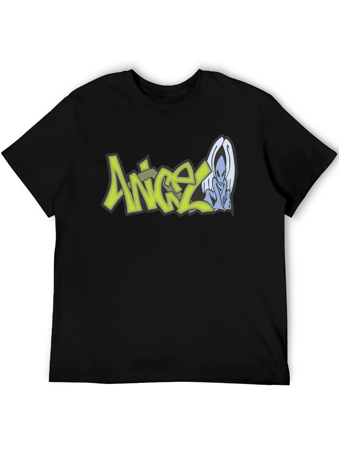 Angel Alien Graphic Print Black T-Shirt